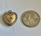 Antique Victorian Heart Shaped Locket Engraved Paste Stone Rolled Gold As Is