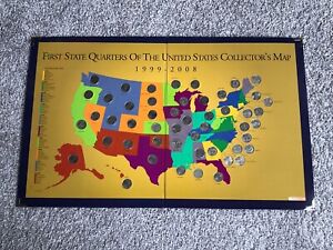 complete 50 STATE QUARTER COLLECTION MAP DISPLAY COINS FRAME ALBUM