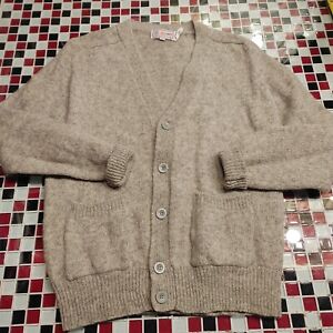 Vtg 70's 80's Gray RONNIE'S Knit Wool Button Up Cardigan Sweater LARGE