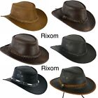 Leather Cowboy Hat Western Aussie Style Outback Real Leather Hat Free Chinstrap