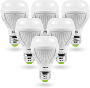 SANSI 6 Pack LED Light Bulbs 60 Watt Equivalent 5000K Energy Saving 9W 800lm