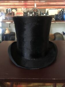 Antique Silk Beaver Top Hat 58cm Medium Vintage Abraham Lincoln Magician Hat