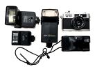 LOT of FILM Cameras Ricoh 35 ZF with 40mm Lens Olympus Infinity Jr Speed-Lights
