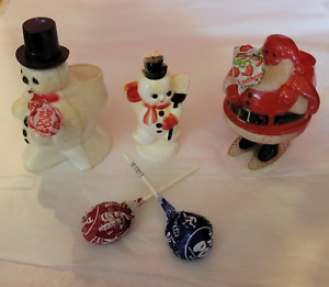 Vintage Plastic ROSBRO Christmas Candy Containers