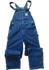 New Carhartt Blue Jean Denim Carpenter Workwear Bib Overalls R07 Mens Size 32x32