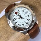 Vintage Victorniox Swiss Army Mens Officers Date  Military Leather Quartz Watch