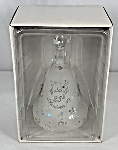 Etched Glass 25th Wedding Anniversary Bell.  New!  Russ Berrie.  Great Gift!