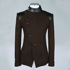 Men's Woolen Coat Medieval Retro Slim Wool Blend Steampunk  Jacket Trench Coat