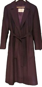 Pendleton Trench Coat Womens Size 16 Dark Purple 100% Virgin Wool Belted Coat