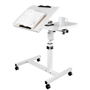 Hospital Over Bed Tray Laptop Food Rolling Medical Table Adjustable Desk