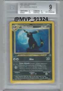 BGS Mint 9 2001 Pokemon Umbreon 1st Edition Holo Rare Neo Discovery 13/75