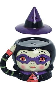 Johanna Parker Transpac Witch Girl Hat Salt Pepper Shaker Retro Halloween Decor