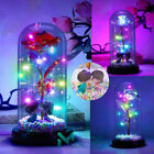 Galaxy Glass Rose Crystal Flower Gift Light Up Rose in Glass Dome Gift for Women