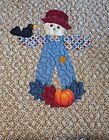 Beautiful Handmade Quilt Fall Autumn Scarecrow Crow Pumpkin Applique  44