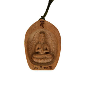 [Vintage Japan Item] Wood Carved Buddha Statue Dainichi Nyorai Zodiac Amulet Pri