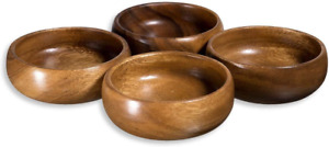 Acacia Wood Hand-Carved Set of 4 Calabash Bowls 4