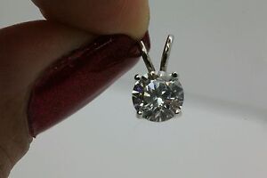 1CT ROUND SOLITAIRE PENDANT NECKLACE  SOLID 14K WHITE GOLD