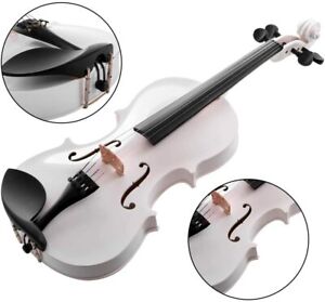 New 4/4 Full Size White Color Acoustic Violin Fiddle + Case + Bow + Rosin
