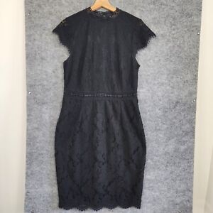 H&M Dress Womens Size M Black Lace Sheath Knee Length Office Party Cocktail