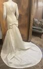 Vintage Bridal Wedding Gown Dress Medium Mermaid Cream Lace Taffeta Pearl