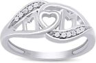 Round Natural Diamond Accent MOM Promise Ring For Womens 925 Sterling Silver
