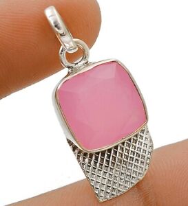 Natural Rose Quartz 925 Solid Sterling Silver Pendant Jewelry 1 1/4