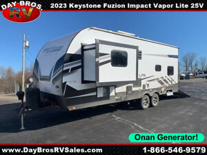 23 Keystone RV Fuzion Impact Vapor Lite 25V Toy Hauler Travel Trailer Camper Gen