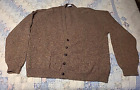 Antartex Men's Large/XL Button Front Cardigan Sweater Pure New Wool Brown Tweed