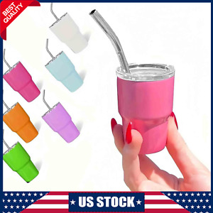 Mini 3oz Sublimation Double Wall Stainless Steel Tumbler Shot Glass Lid Straw