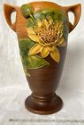 RARE Large Vintage 1943 ROSEVILLE BROWN WATER LILY Flower Vase 83-15