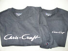 Two Charcoal Heather Chris Craft Screen Printed Champion Heavy T-Shirts Boat