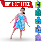 Kids Hooded Poncho Towel Cotton Changing Robes Swimming Beach Bath Quick Dry UK