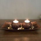 Antique Rattan Candle Holder Set Wooden Resin Crafts Home Quiet Zen Ornaments