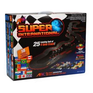 AFX Super International 4-Lane Mega G+ HO Slot Car Track Set w/Tri-Power FREE SH