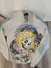 ED HARDY BLONDED SKULL HOODIE HEATHER GRAY SIZE L NWT
