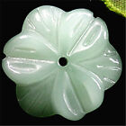 AA26  25x25x5mm Beautiful  LIGHT GREEN Jade carved flower Pendant bead