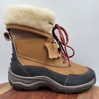 Clarks Arctic Venture Boots Women 7M Tan Leather Waterproof Faux Fur Winter Snow