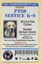 PTSD SERVICE DOG ID CARD ASSISTANCE ANIMAL ID BADGE ADA K-9 TAG # 1 PTSD