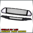 Fit For 2018-21 Ford Mustang Front Upper Grille w/LED Light Holes & Lower Grille (For: 2018 Ford Mustang GT Premium Coupe 2-Door 5.0L)