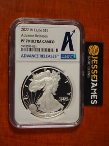 New Listing2022 W PROOF SILVER EAGLE NGC PF70 ULTRA CAMEO ADVANCE RELEASES 'A' LABEL