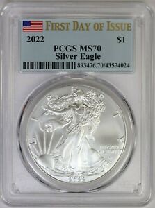New Listing2022 PCGS $1 American 1 oz Silver Eagle MS70 FDOI First Day Issue Flag Label !!!