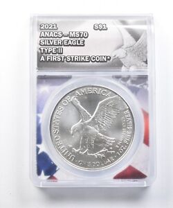 MS70 2021 American Silver Eagle - First Strike - T2 - Graded ANACS *503