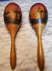 Pair of Hand Painted Wood Maracas Percussion Instruments