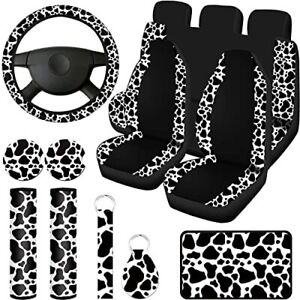 Cow Print Car Seat Covers Full Set for Women Men Rubber, Classic Style