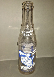 Vintage Donald Duck Beverages Glass Soda Bottle Pop Advertising