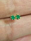 vintage  gold emerald solitaire stud earrings