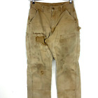 Vintage Carhartt Double Knee Dungaree Canvas Workwear Pants Size 32x36 Brown