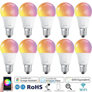 4/10Pack WiFi Smart LED Light Bulb Multicolor Compatible w/Alexa and Google Home