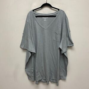 Roamans Heathered Gray Short Sleeve V-Neck Pocket Pullover T-Shirt 5X 38/40 New