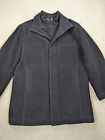 Alfani Wool Coat Mens Large Black Long Zip Button Lined Cashmere Overcoat Size L